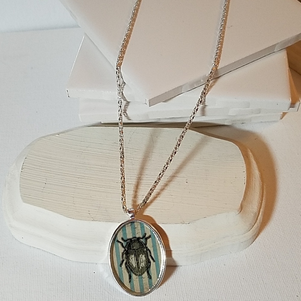 Beetle Bug Silver Tone Necklace 16